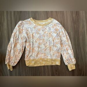 Matilda Jane Kids Sweatshirt - Cream and Gold with floral print soft and cozy 5T